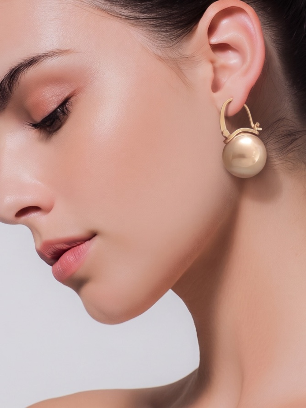Gold /Champagne Pearl Drop Earrings.